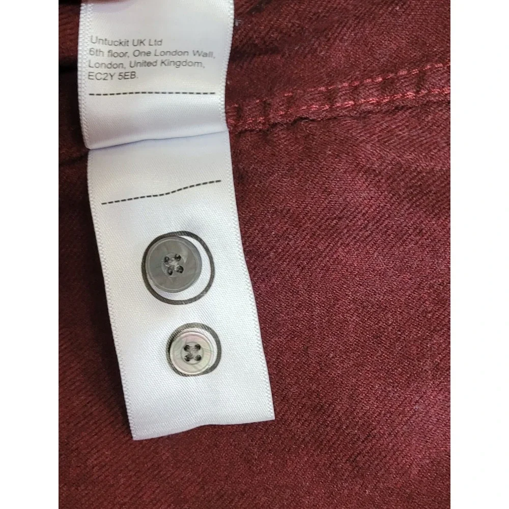 Untuckit Shirt Mens Large Slim Fit Maroon Sherwood Flannel Long Sleeve Button Up - Picture 7 of 8